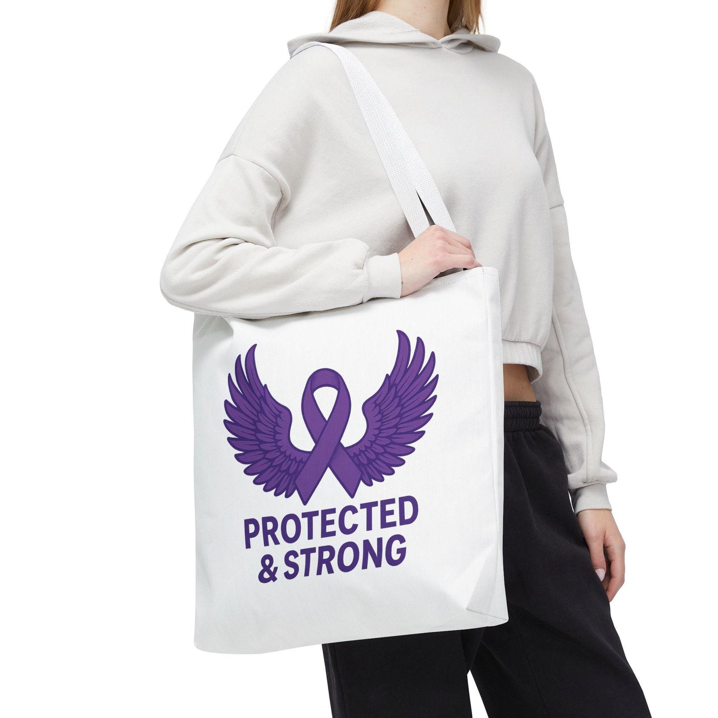 Protected and Strong Awareness Tote Bag, Eco-Friendly Shoulder Bag, Reusable Grocery Bag, Canvas Shopping Tote, Gift for Activists,