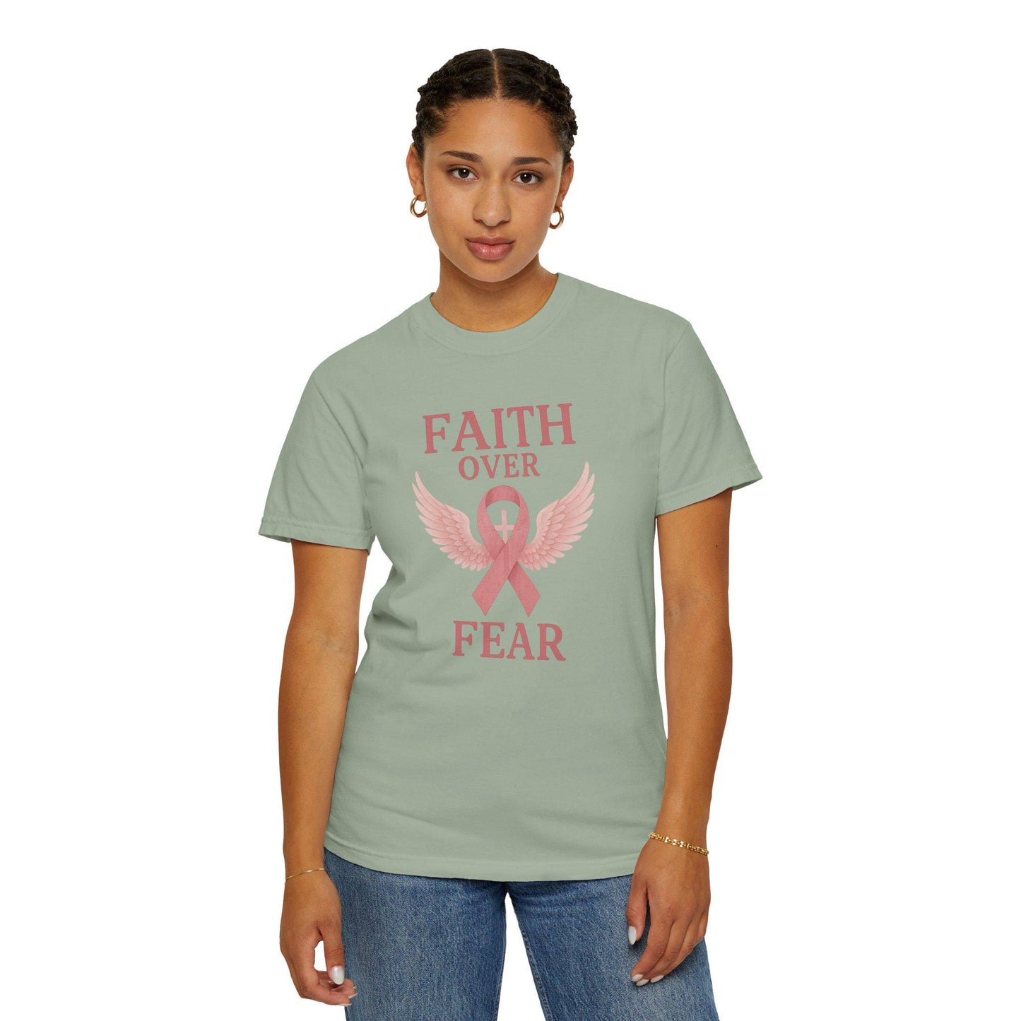 Faith Over Fear Unisex T-Shirt, Inspirational Shirt, Breast Cancer Awareness Tee, Gift for Support, Everyday Casual Wear
