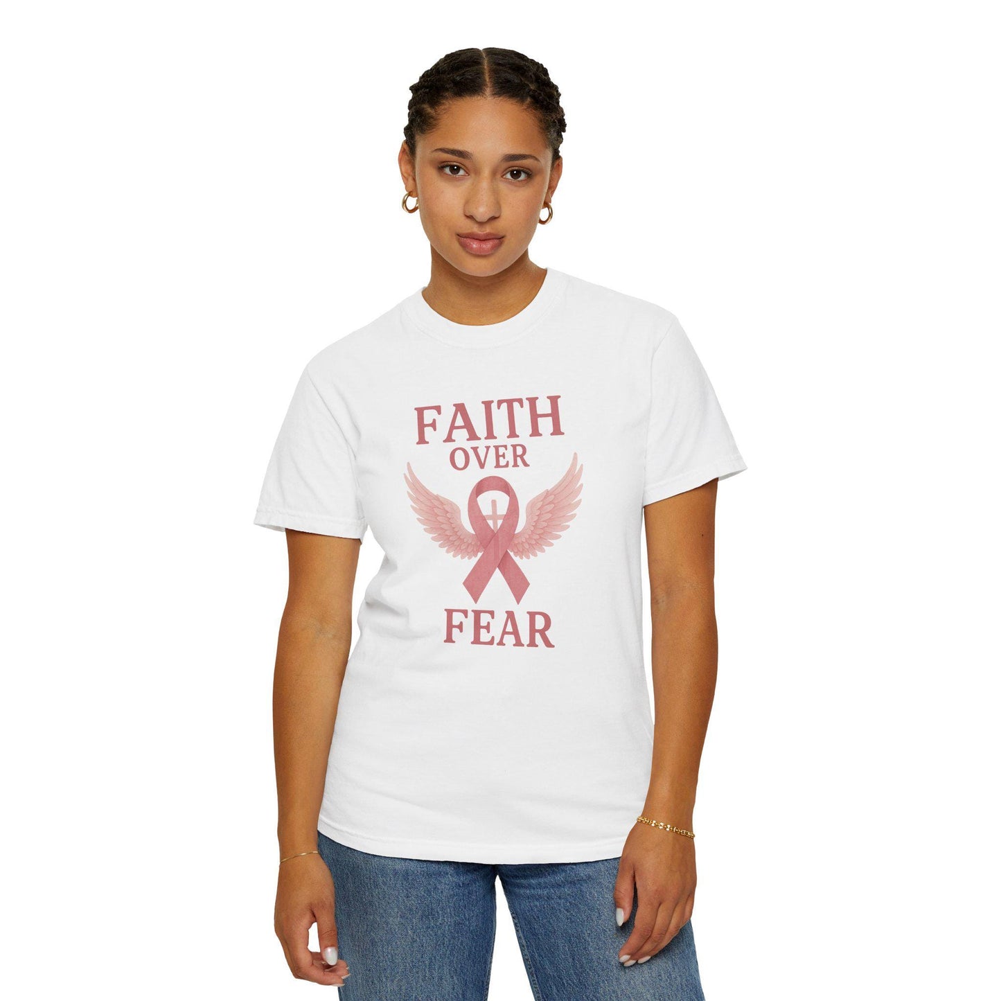 Faith Over Fear Unisex T-Shirt, Inspirational Shirt, Breast Cancer Awareness Tee, Gift for Support, Everyday Casual Wear