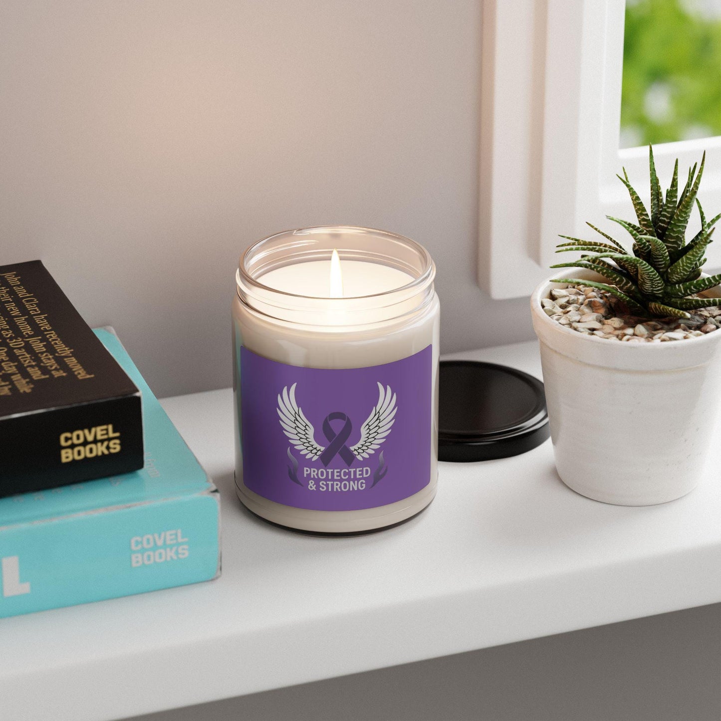 Scented Soy Candle - Protected & Strong, Inspirational Gift for Resilience, Aromatherapy, Home Decor, Self-Care, Awareness