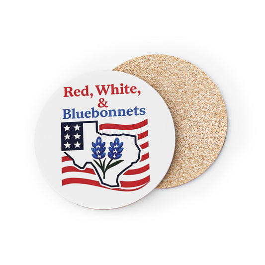 Patriotic Coasters, Independence Day Drink Coasters, Red White Bluebonnets Texas Theme Coasters, USA Flag Coaster Set, July 4th Decor
