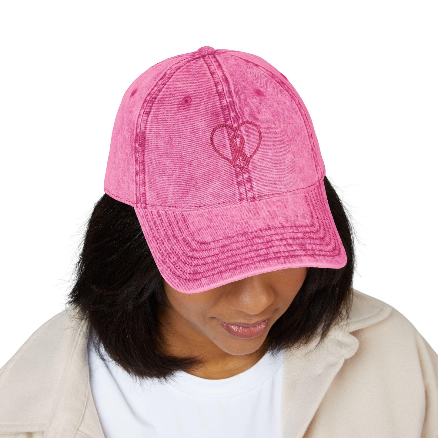 Embroidered Vintage Cap, Breast Cancer Awareness Hat, Pink Ribbon Baseball Cap, Cancer Support Gift, Retro Cancer Survivor Cap