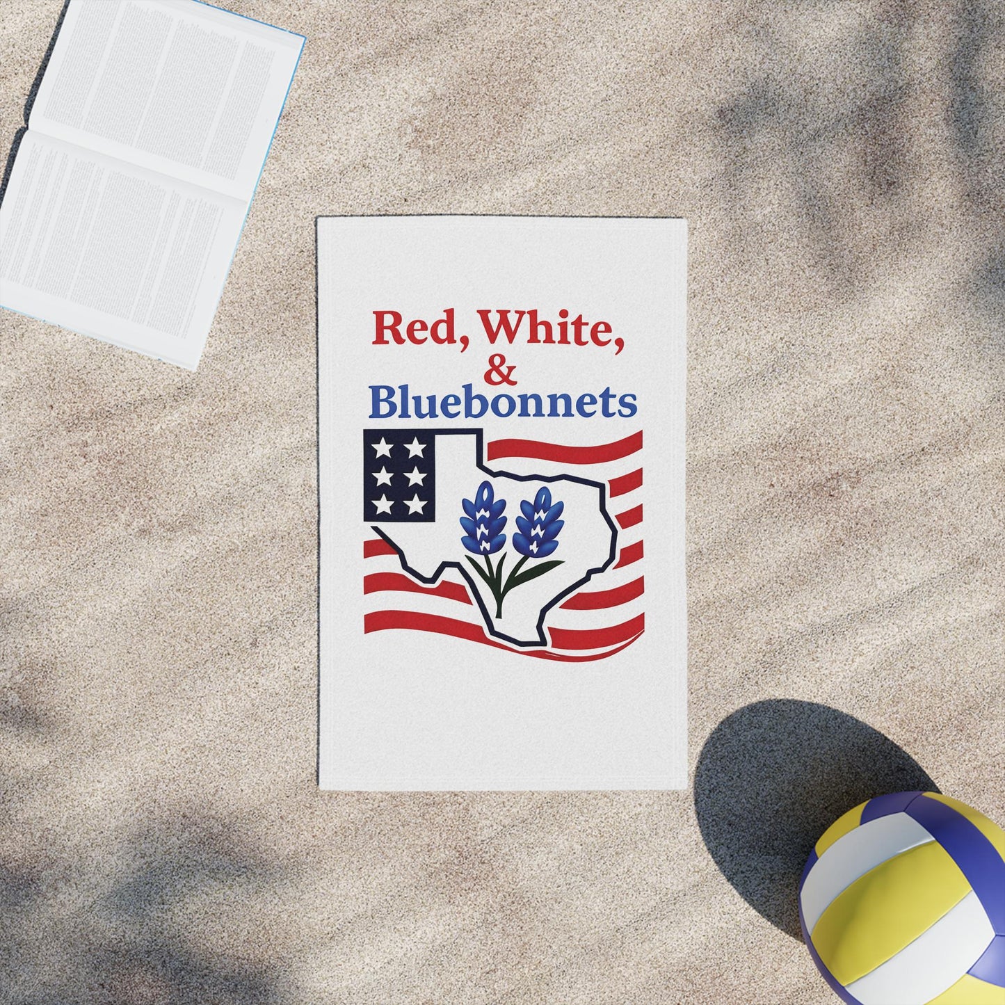 Texas Themed Beach Towel, Red White Bluebonnets Independence Day Towel, Patriotic Pool Towel, Fourth of July Gift, Summer Holiday Towel, USA