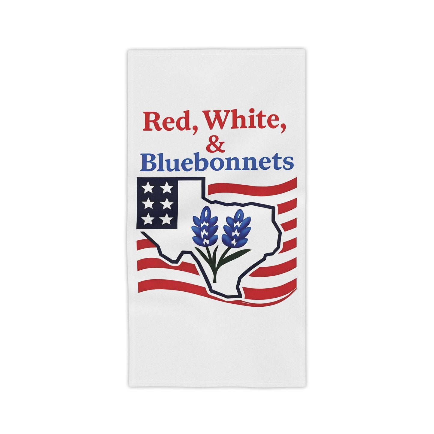 Texas Themed Beach Towel, Red White Bluebonnets Independence Day Towel, Patriotic Pool Towel, Fourth of July Gift, Summer Holiday Towel, USA