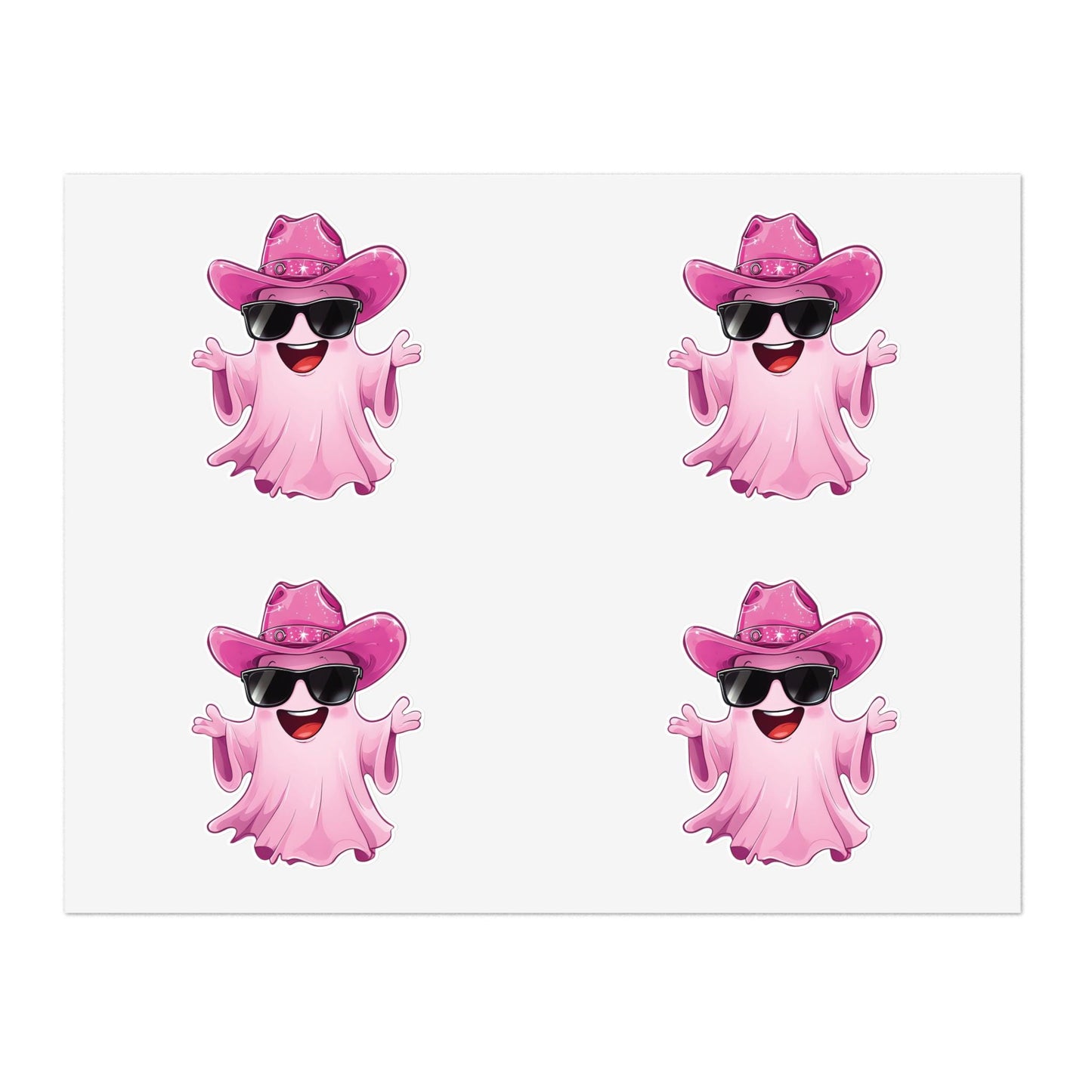 Pink Cowgirl Ghost Sticker Sheets - Funny Western Cowgirl Design, Decorative Vinyl Stickers, Laptop Decals, Planner Accessories, Scrapbook