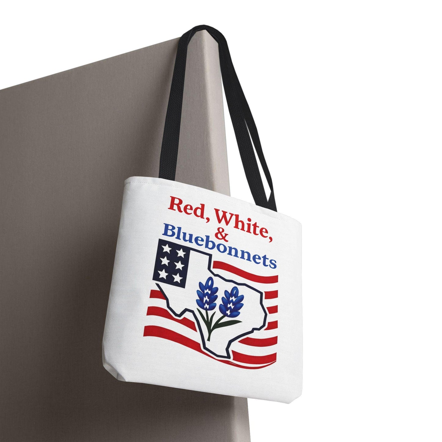 Texas Patriot Tote Bag, Red White and Bluebonnets, Independence Day Accessory, Summer Travel Bag, Gift for Texans, Stylish Grocery Tote