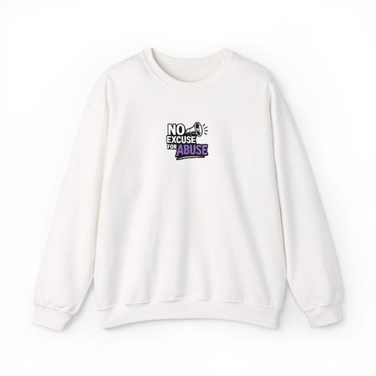 Embroidered Awareness Sweatshirt - Unisex Heavy Blend™ Crewneck Sweatshirt, Domestic Violence Support Jumper, No Excuse For Abuse
