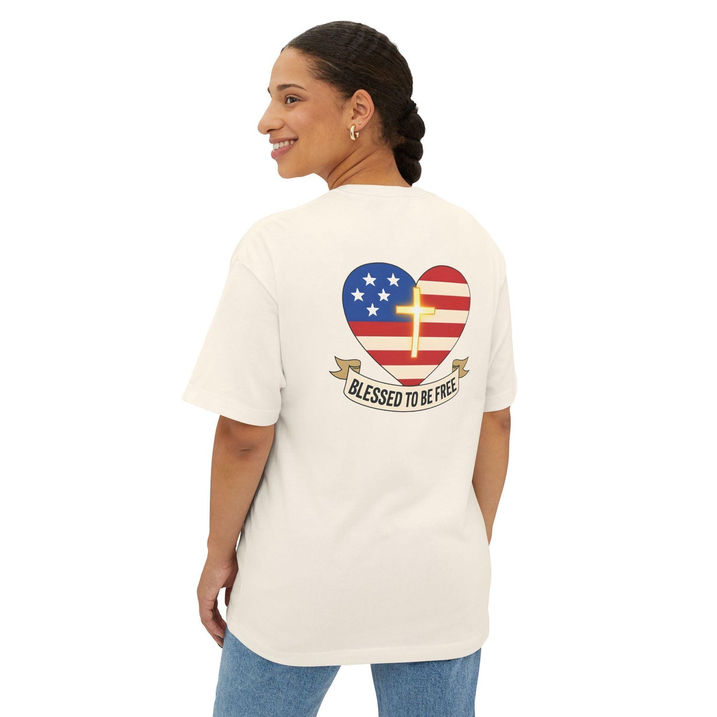Freedom & Faith Unisex Oversized Tee, Summer Vibes Tee, Casual Gift, Patriotic Apparel, Faith-Based Outfit