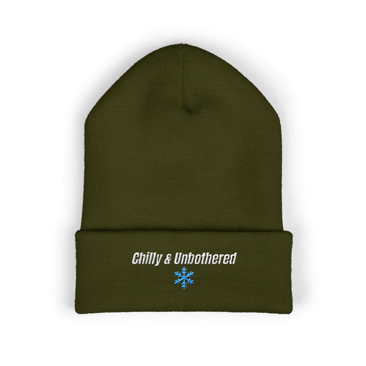 Chilly & Unbothered Beanie | Embroidered Snowflake Cuff Beanie