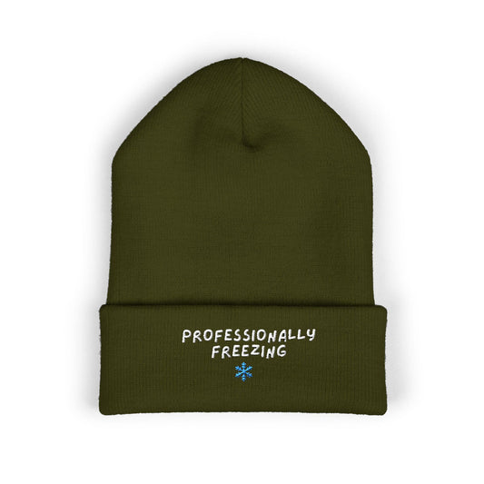 Professionally Freezing beanie | Cuffed Beanie Embroidered Snowflake
