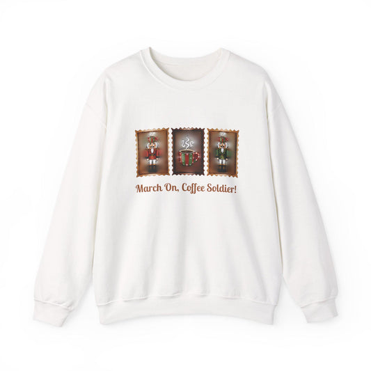 Coffee Soldier Nutcracker Crewneck Sweatshirt | March On, Coffee Soldier!