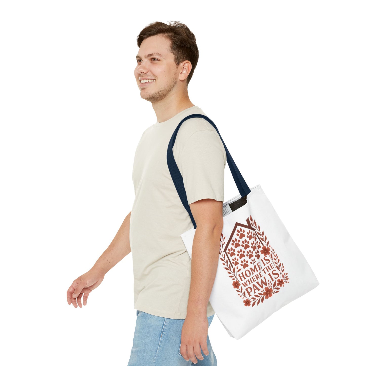 Home is Where the Paw Is Tote Bag | Pet Lover Gift, Floral Design, Animal Lover Accessory, Eco-Friendly Shopping Bag, Dog Mom Tote