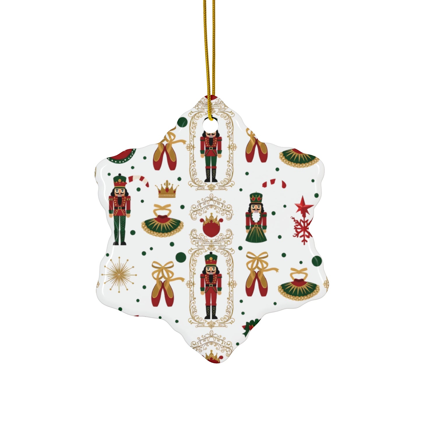 Nutcracker Pattern Ceramic Ornament | Star Shape Christmas Ornament