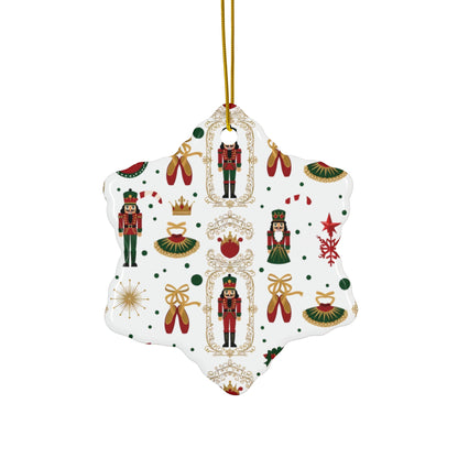 Nutcracker Pattern Ceramic Ornament | Star Shape Christmas Ornament