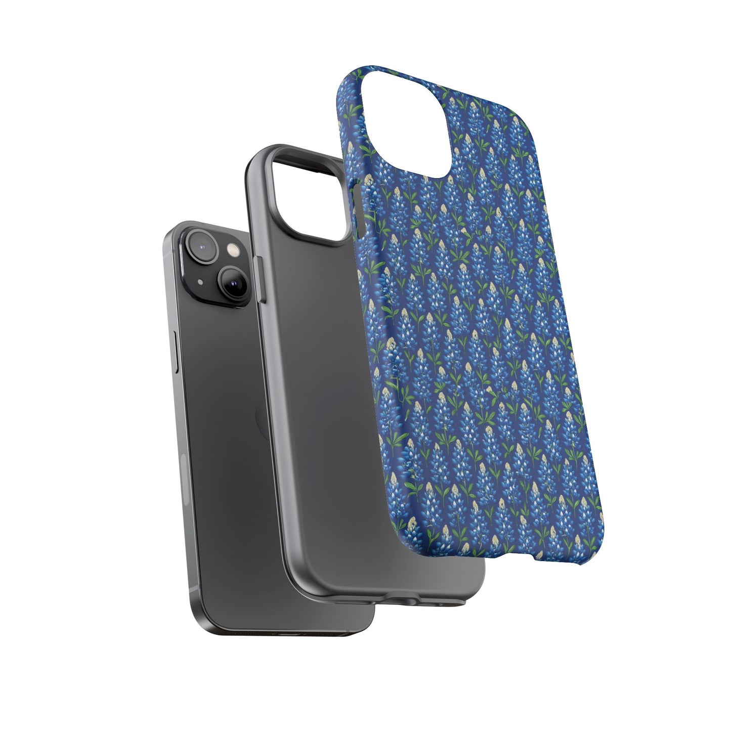 Phone Case, Texas Bluebonnet Tough Case, Navy Floral Phone Cover, Protective iPhone Case, Samsung Galaxy Case, Texas Wildflower Gift