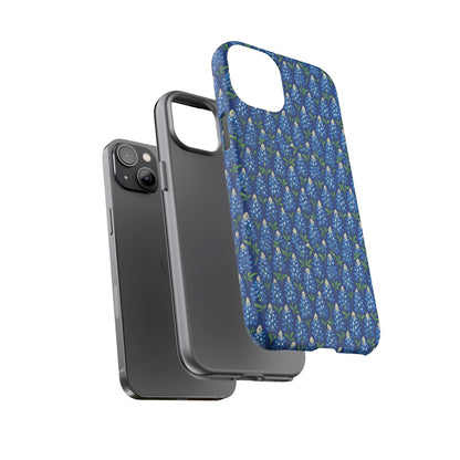 Phone Case, Texas Bluebonnet Tough Case, Navy Floral Phone Cover, Protective iPhone Case, Samsung Galaxy Case, Texas Wildflower Gift