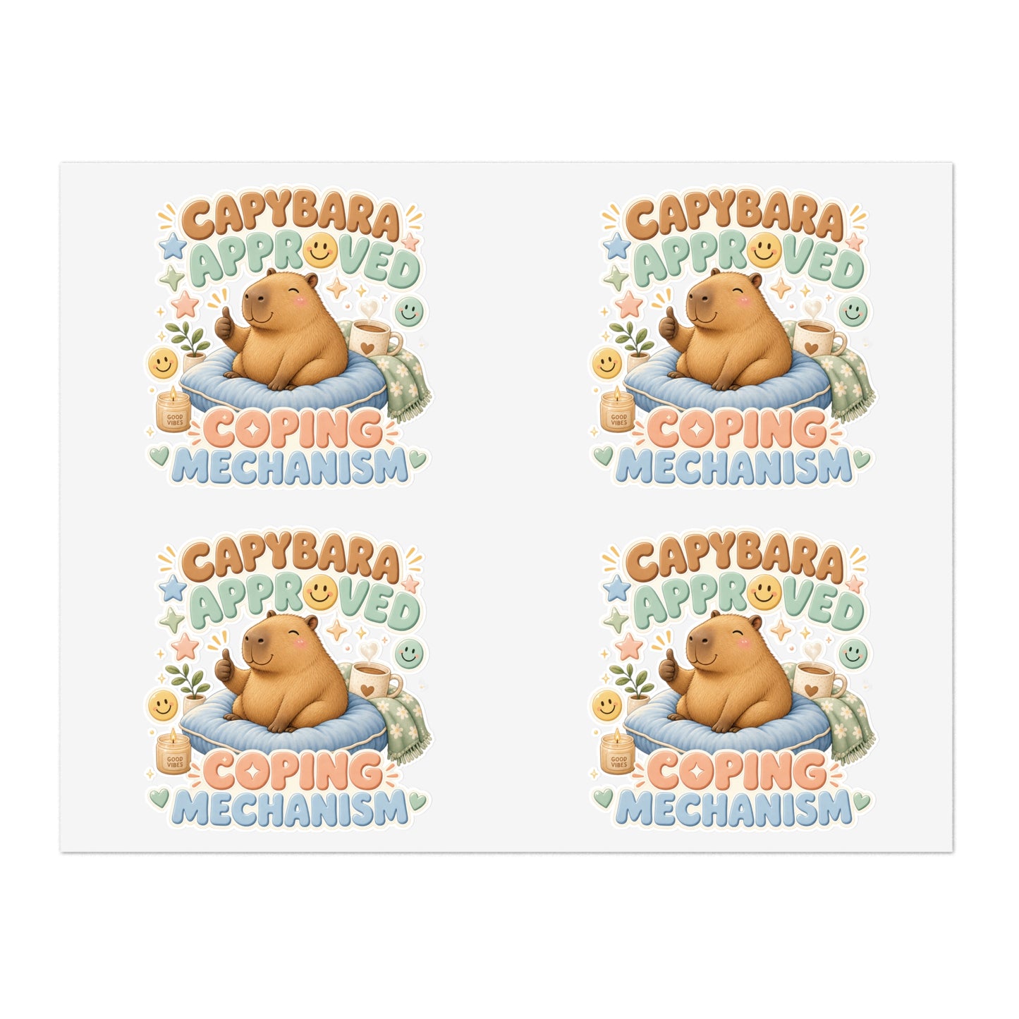 Capybara Approved Coping Mechanism Sticker Sheet | Cute Relaxing Animal Stickers