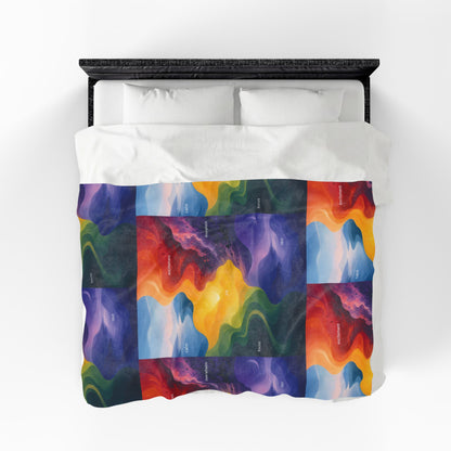 Emotion Color Map Neurodivergent Blanket Velveteen Plush Blanket | Abstract Rainbow Landscape
