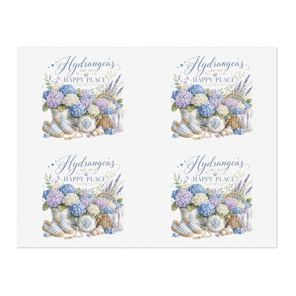 Hydrangeas Happy Place Sticker Sheet | Floral Hydrangea Decorative Stickers