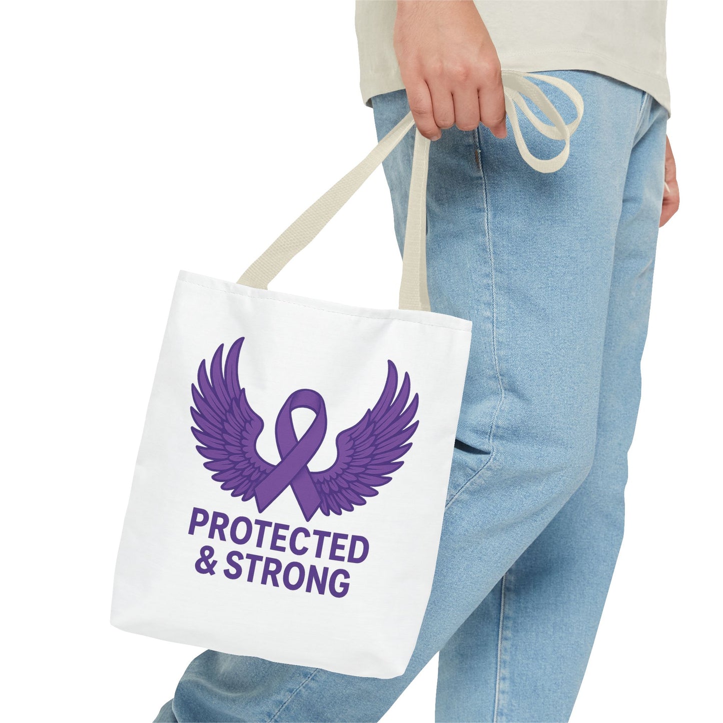 Protected and Strong Awareness Tote Bag, Eco-Friendly Shoulder Bag, Reusable Grocery Bag, Canvas Shopping Tote, Gift for Activists,