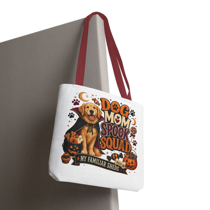 Dog Mom Spook Squad Tote Bag | Halloween Golden Retriever Pumpkin Design