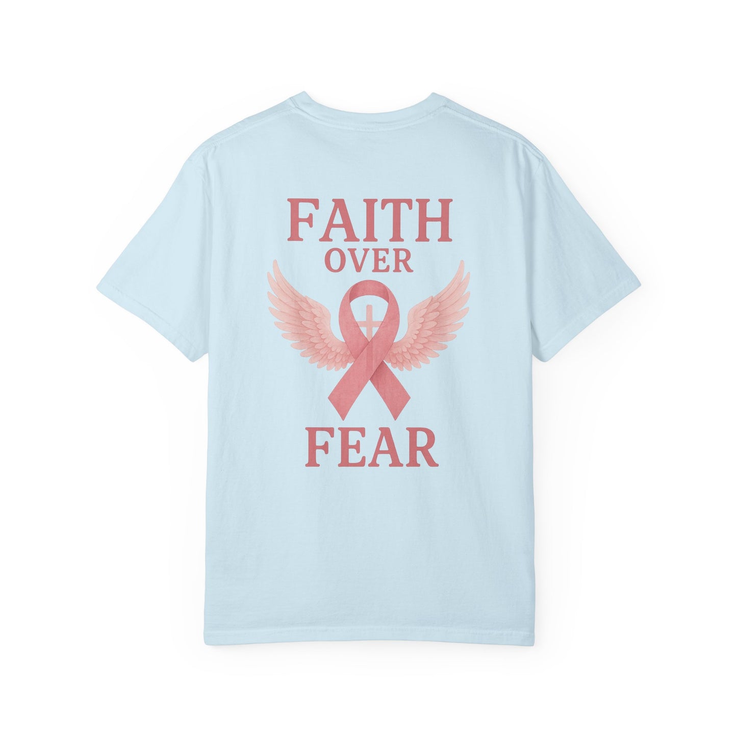 Faith Over Fear Angel Wings T-shirt, Breast Cancer Awareness Tee, Unisex Shirt, Religious Gift, Inspirational Clothing