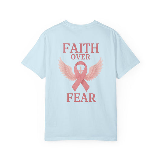 Faith Over Fear Angel Wings T-shirt, Breast Cancer Awareness Tee, Unisex Shirt, Religious Gift, Inspirational Clothing