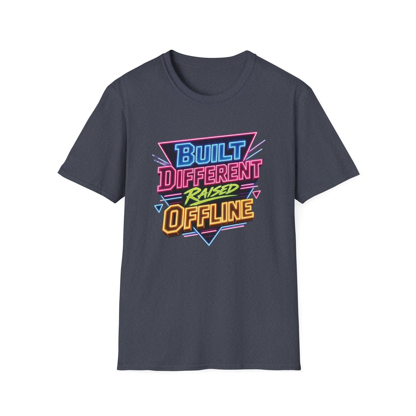 Built Different Raised Offline T-Shirt | Retro 80s Neon Graphic Tee