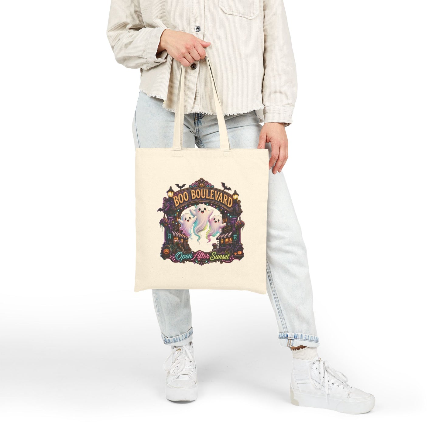Boo Boulevard Ghosts Tote Bag | Halloween Trick-or-Treat Canvas Tote