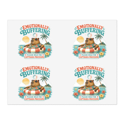 Emotionally Buffering Capybara Illustration Sticker Sheet | 4pcs