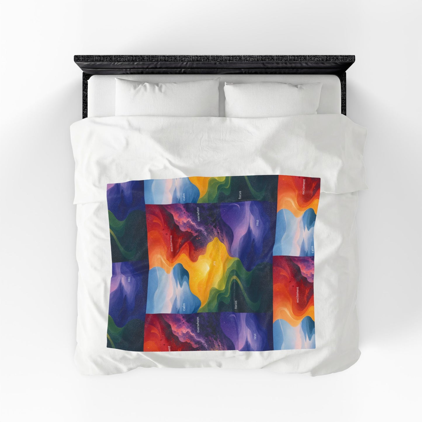 Emotion Color Map Neurodivergent Blanket Velveteen Plush Blanket | Abstract Rainbow Landscape