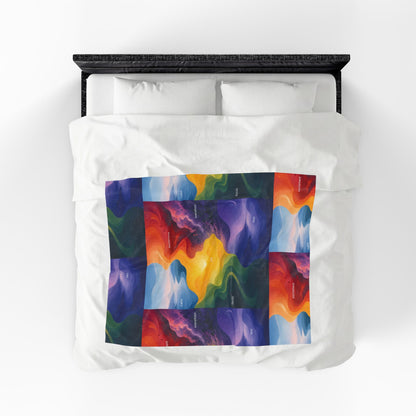 Emotion Color Map Neurodivergent Blanket Velveteen Plush Blanket | Abstract Rainbow Landscape