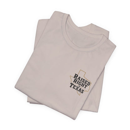 Raised Right in Texas T-Shirt | Texas Outline, Typographic Western Design