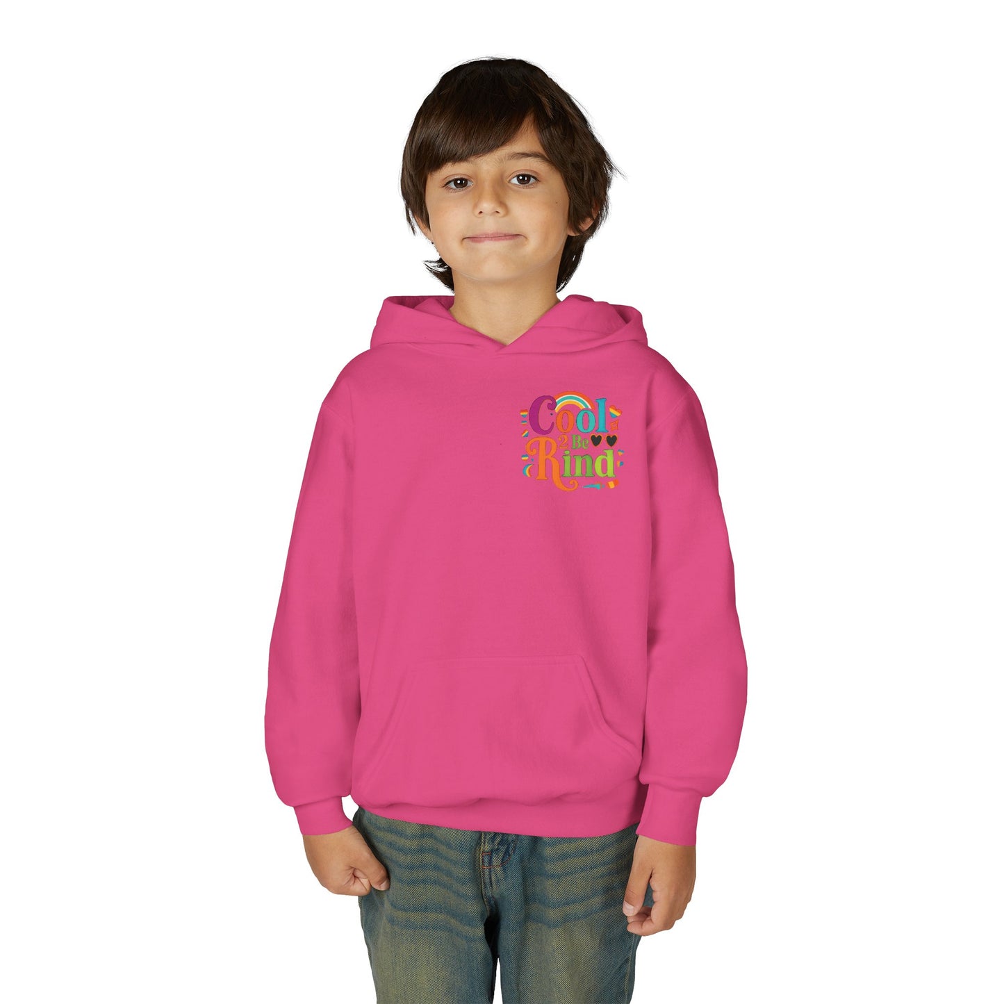 Cool 2 Be Kind Hoodie | Youth Hooded Sweatshirt, Colorful Rainbow Kindness Design