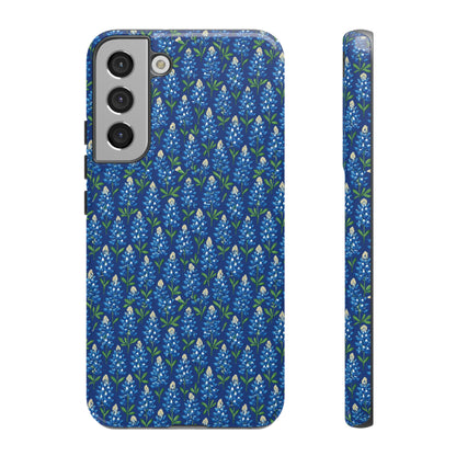 Phone Case, Texas Bluebonnet Tough Case, Navy Floral Phone Cover, Protective iPhone Case, Samsung Galaxy Case, Texas Wildflower Gift