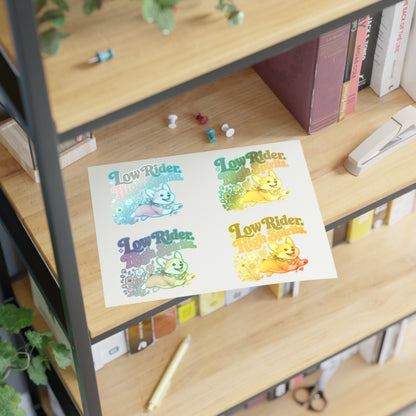 Low Rider High Spirits Corgi Sticker Sheet | Retro Floral Corgi Stickers