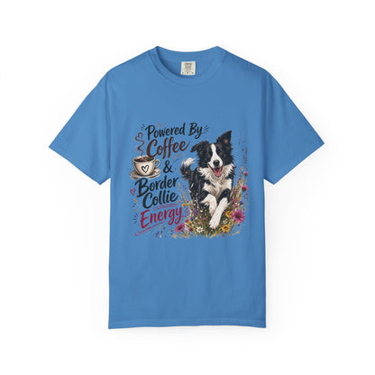 Powered by Coffee & Border Collie Energy T-Shirt | Border Collie Dog Tee