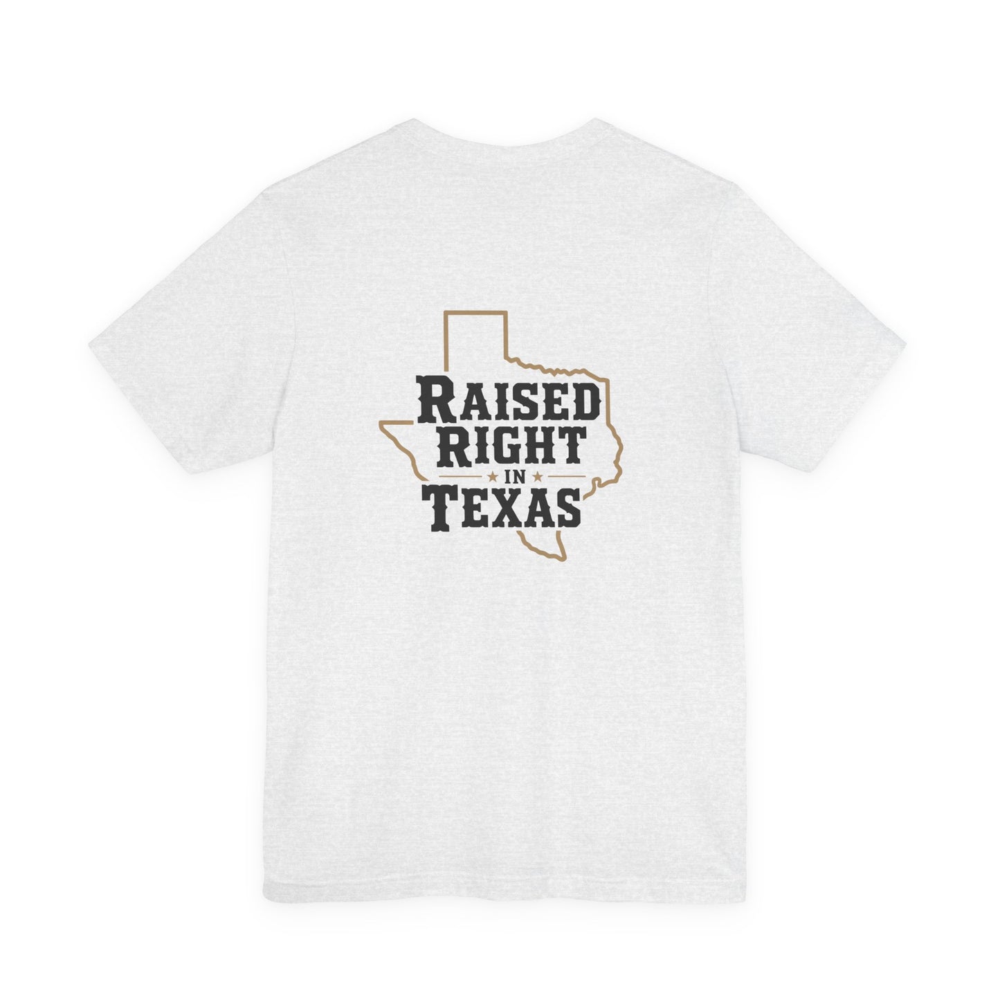 Raised Right in Texas T-Shirt | Texas Outline, Typographic Western Design
