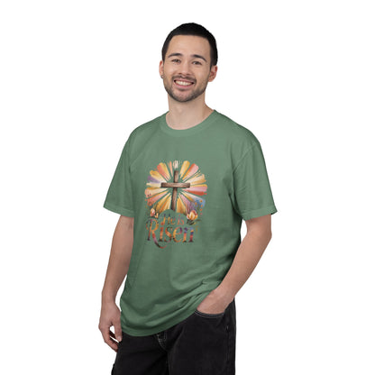 He Is Risen cross sunrise design T-Shirt | Easter faith floral