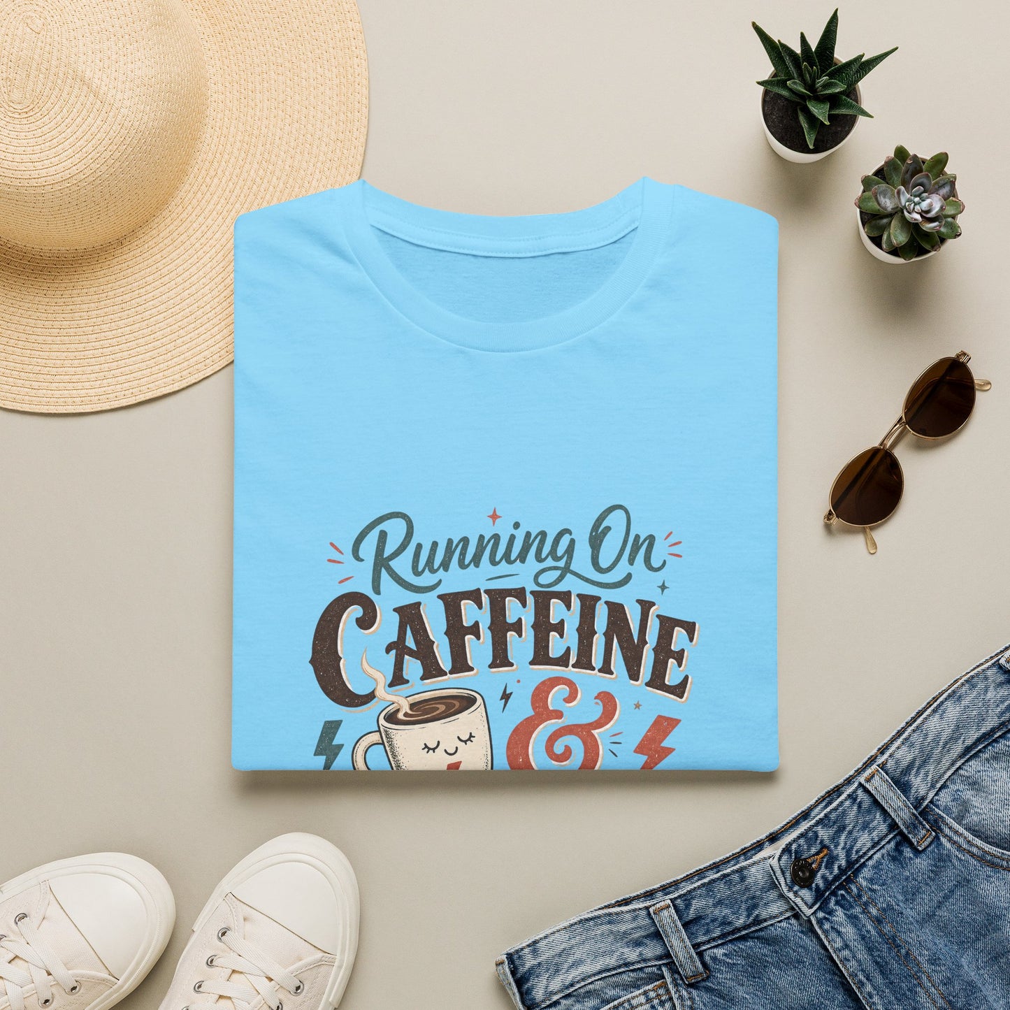 Running On Caffeine & Avoidance T-Shirt | Funny Coffee Quote Tee