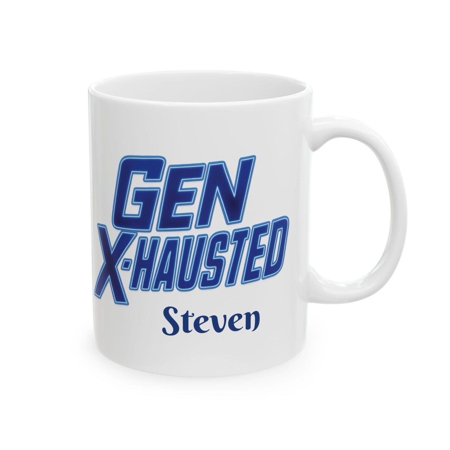Gen X-Hausted Ceramic Mug, Personalized Funny Coffee Cup for Generation X, Birthday Gift, Office Humor, Sarcastic Quote, Work from Home Mug