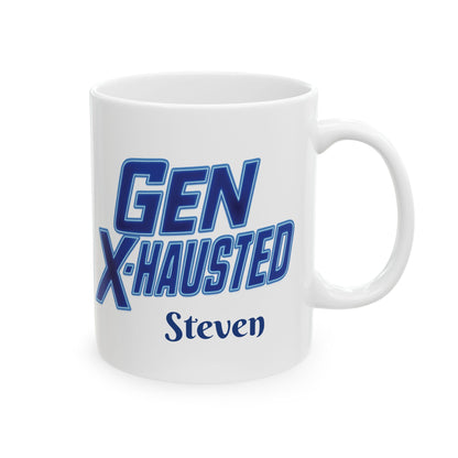 Gen X-Hausted Ceramic Mug, Personalized Funny Coffee Cup for Generation X, Birthday Gift, Office Humor, Sarcastic Quote, Work from Home Mug