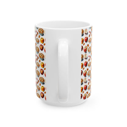 Autumn Pie Ceramic Mug - Cozy Fall Design, Perfect for Hot Cocoa, Thanksgiving Gifts, Kitchen Decor, Seasonal Drinking