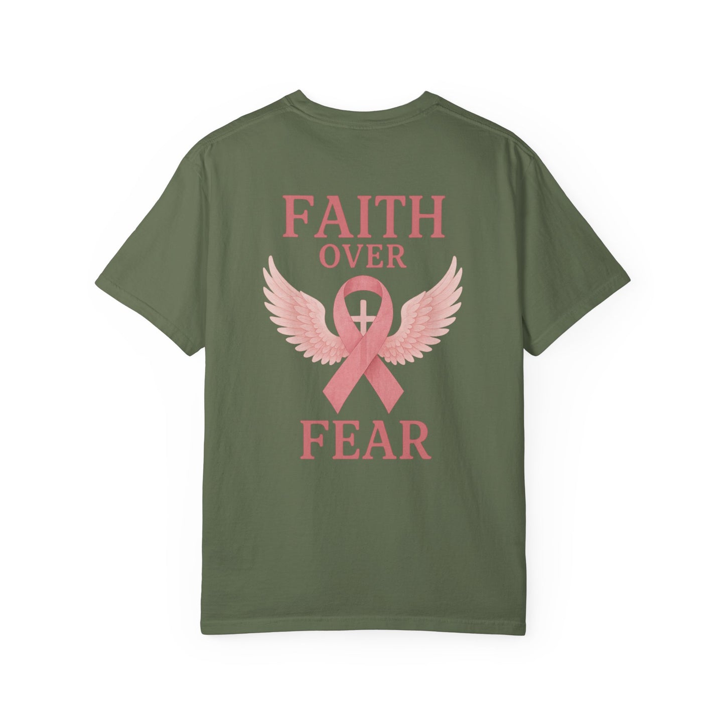 Faith Over Fear Angel Wings T-shirt, Breast Cancer Awareness Tee, Unisex Shirt, Religious Gift, Inspirational Clothing