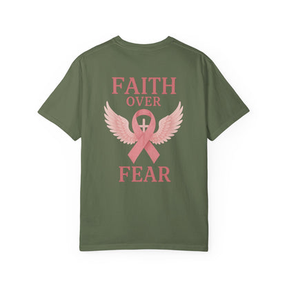 Faith Over Fear Angel Wings T-shirt, Breast Cancer Awareness Tee, Unisex Shirt, Religious Gift, Inspirational Clothing