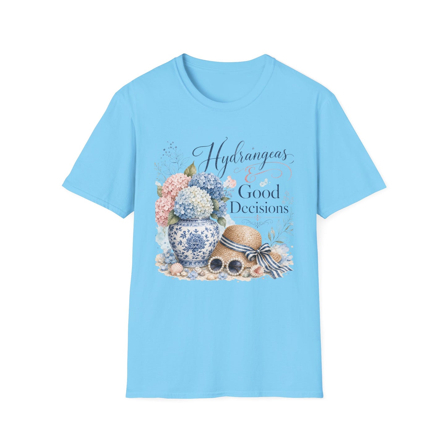 Hydrangeas & Good Decisions T-Shirt | Floral Hydrangea Design