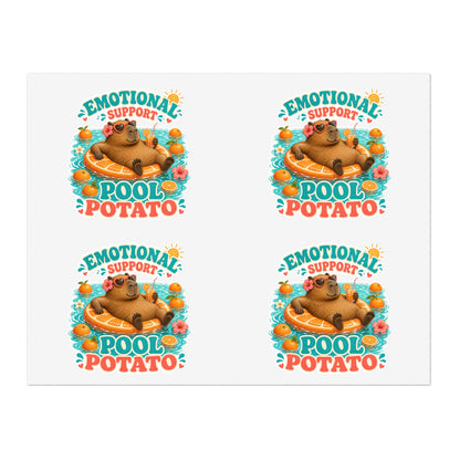 Emotional Support Pool Potato Capybara Sticker Sheet