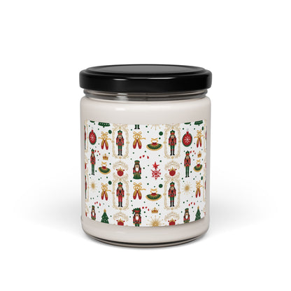 Nutcracker Pattern Candle, Soy Jar | Christmas Holiday Scattered Icons