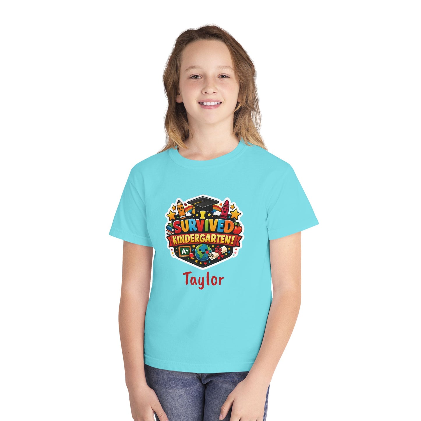 I Survived Kindergarten T-shirt | Kids Graduation Tee, Personalized Name Option