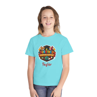 I Survived Kindergarten T-shirt | Kids Graduation Tee, Personalized Name Option